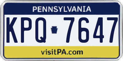 PA license plate KPQ7647