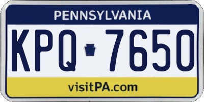 PA license plate KPQ7650