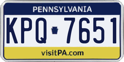 PA license plate KPQ7651