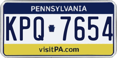 PA license plate KPQ7654