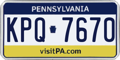 PA license plate KPQ7670