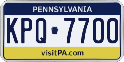 PA license plate KPQ7700