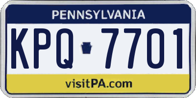 PA license plate KPQ7701