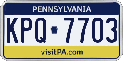 PA license plate KPQ7703