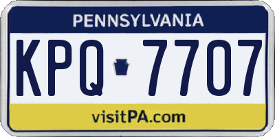 PA license plate KPQ7707