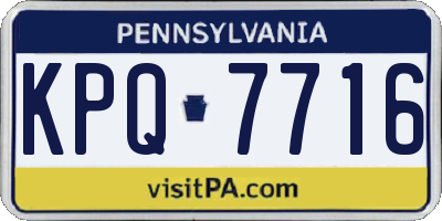 PA license plate KPQ7716