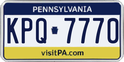 PA license plate KPQ7770