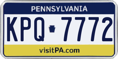 PA license plate KPQ7772