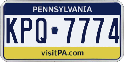 PA license plate KPQ7774