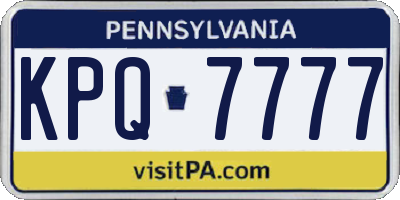 PA license plate KPQ7777