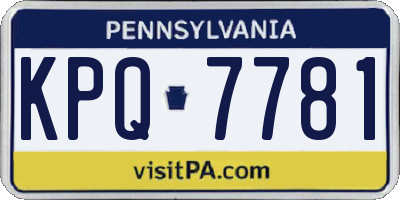 PA license plate KPQ7781