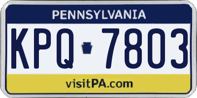 PA license plate KPQ7803