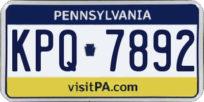 PA license plate KPQ7892