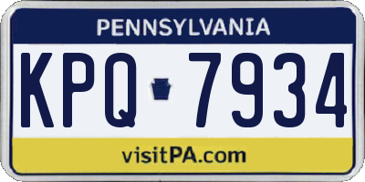 PA license plate KPQ7934