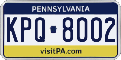 PA license plate KPQ8002