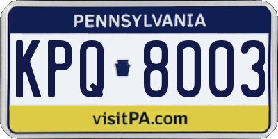 PA license plate KPQ8003