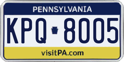 PA license plate KPQ8005