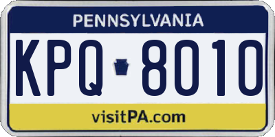 PA license plate KPQ8010