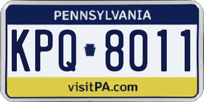 PA license plate KPQ8011