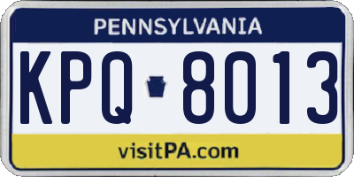 PA license plate KPQ8013