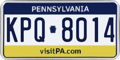 PA license plate KPQ8014