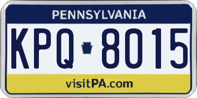 PA license plate KPQ8015
