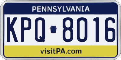 PA license plate KPQ8016