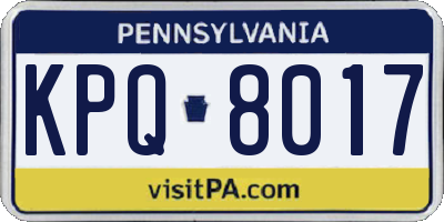 PA license plate KPQ8017