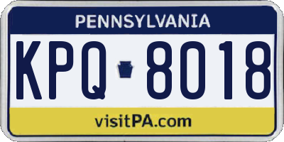 PA license plate KPQ8018