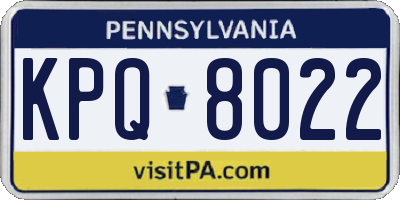 PA license plate KPQ8022