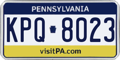 PA license plate KPQ8023