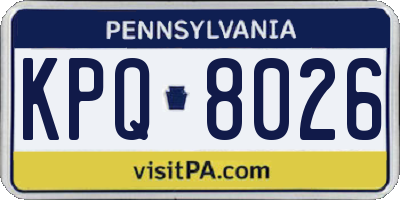 PA license plate KPQ8026