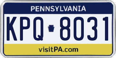 PA license plate KPQ8031