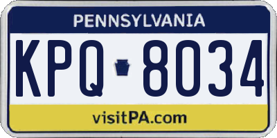 PA license plate KPQ8034