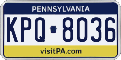 PA license plate KPQ8036