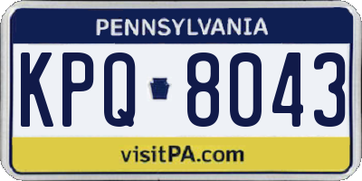 PA license plate KPQ8043