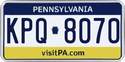 PA license plate KPQ8070