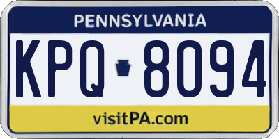 PA license plate KPQ8094