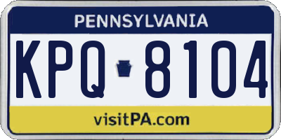 PA license plate KPQ8104