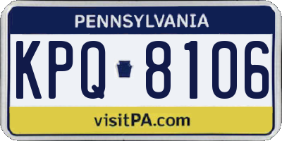 PA license plate KPQ8106