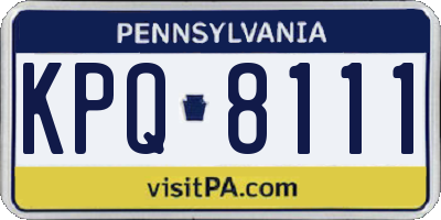 PA license plate KPQ8111