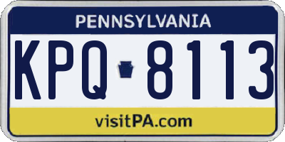 PA license plate KPQ8113
