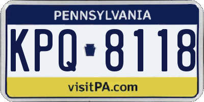 PA license plate KPQ8118