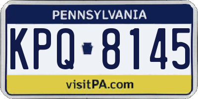 PA license plate KPQ8145