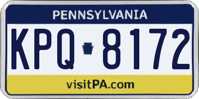 PA license plate KPQ8172