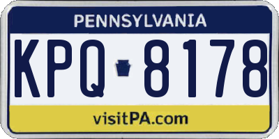 PA license plate KPQ8178