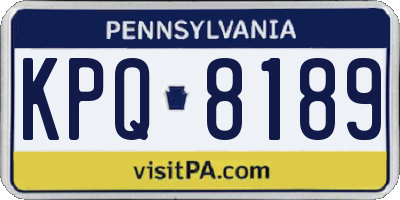 PA license plate KPQ8189
