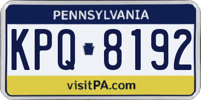 PA license plate KPQ8192