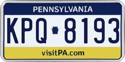 PA license plate KPQ8193