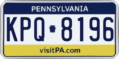 PA license plate KPQ8196